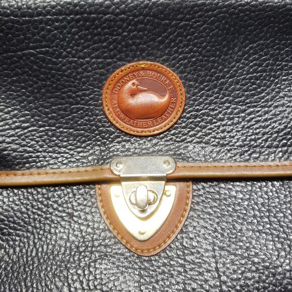 Vtg Dooney & Bourke All Weather Leather Blue Grain Leather Crossbody Satchel - Picture 6 of 8